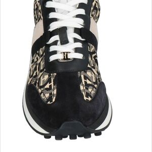 Salvatore Ferragamo Black and Beige Patterned Sneakers